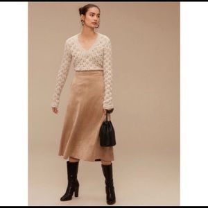 Suede tan midi skirt